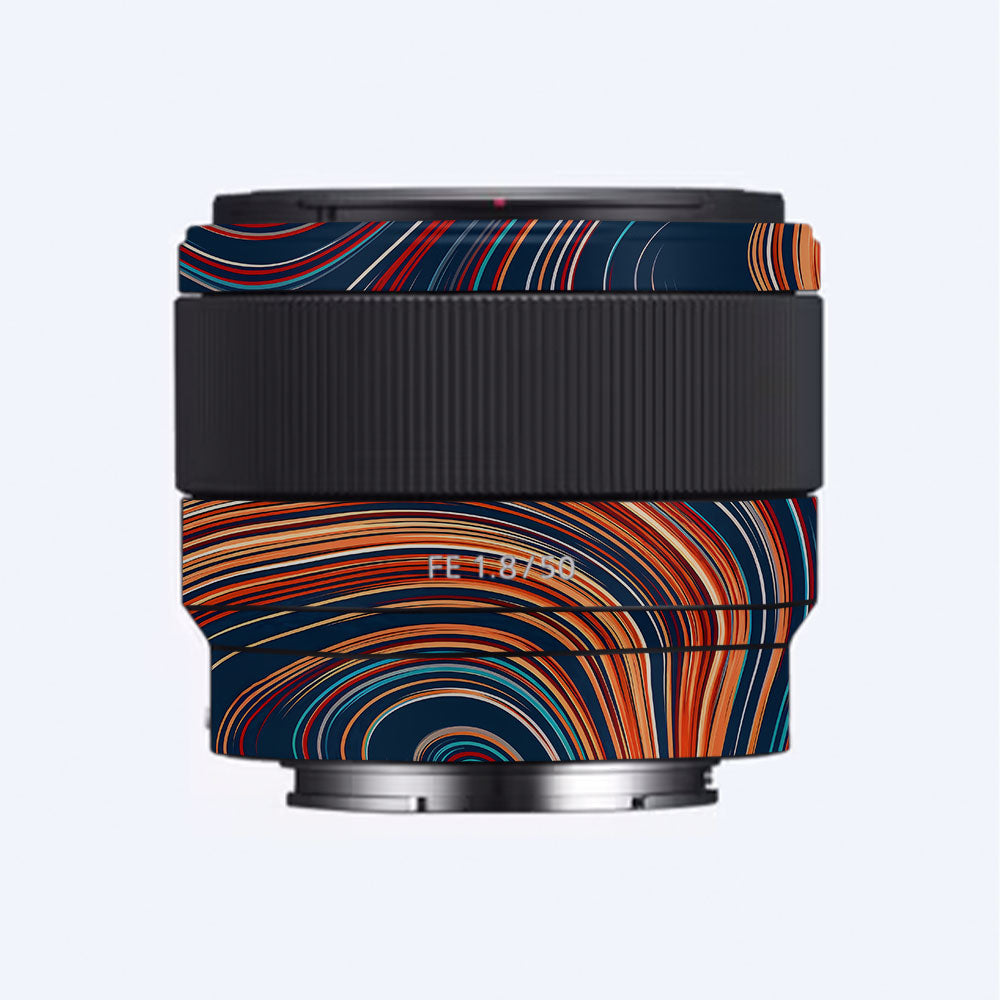 Retro Abstract Striped Swirl Sony FE 50mm f/1.8 Camera Lens Skin