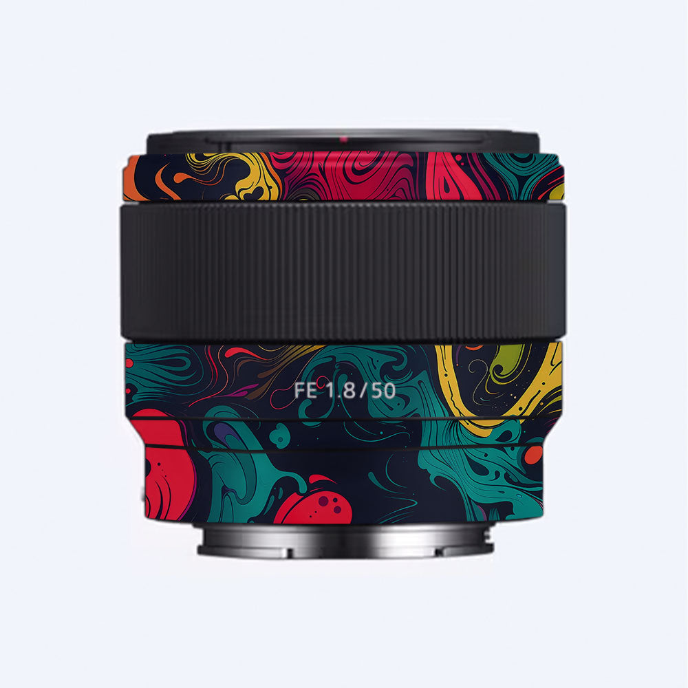 Psychedelic Color Swirl Sony FE 50mm f/1.8 Camera Lens Skin