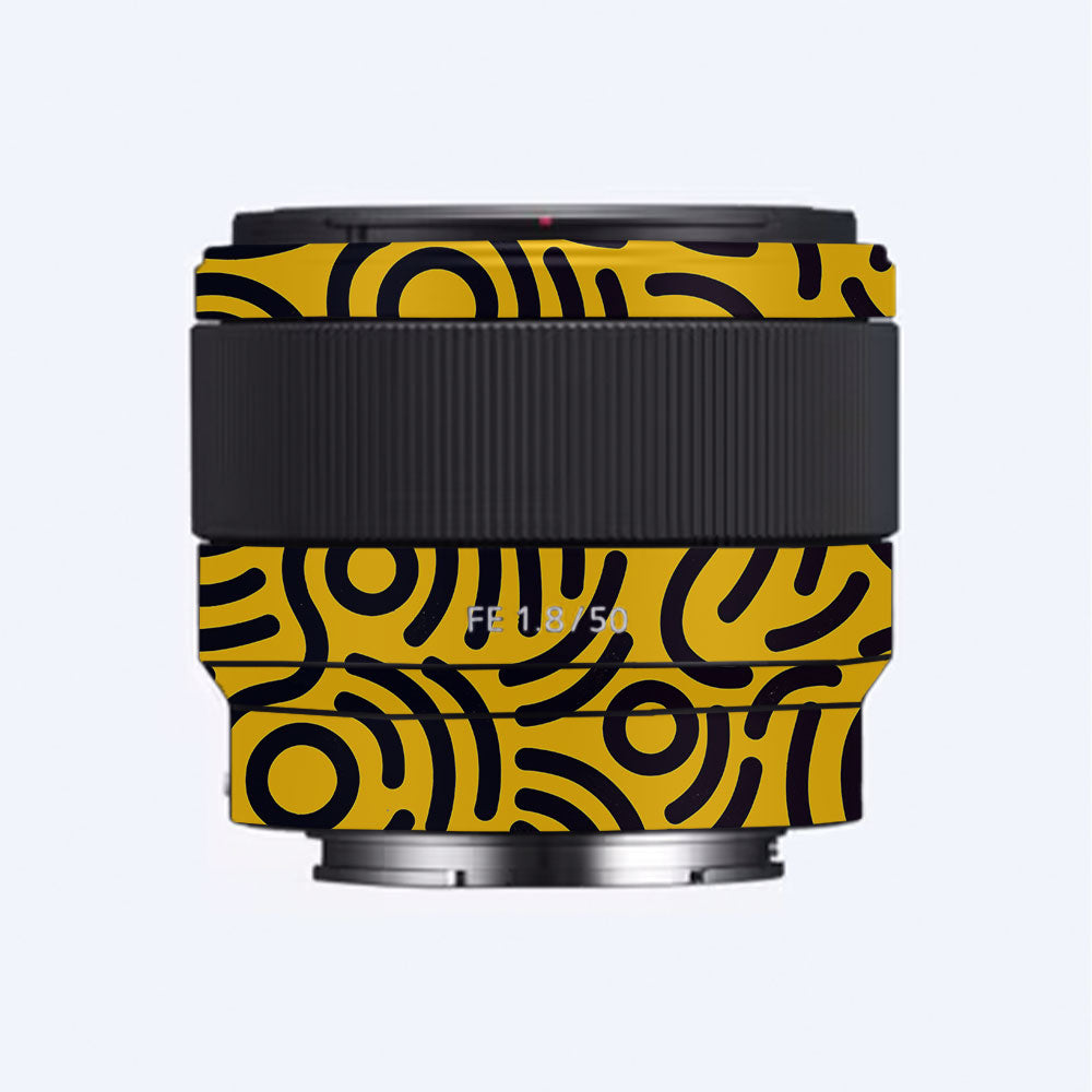 Minimal Yellow Wave Sony FE 50mm f/1.8 Camera Lens Skin