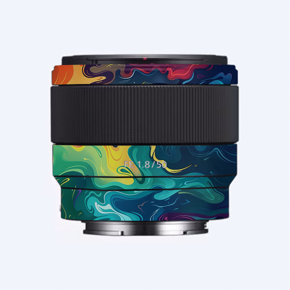 Rainbow Liquid Fusion Sony FE 50mm f/1.8 Camera Lens Skin