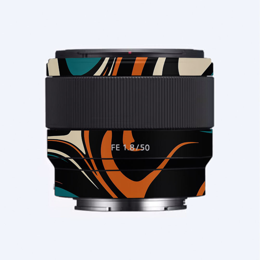 Mid-Century Abstract Swirl Sony FE 50mm f/1.8 Camera Lens Skin