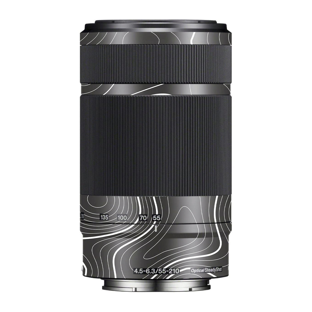 Grayscale Topographic Lines Sony E 55-210mm F/4.5-6.3 OSS Camera Lens Skin