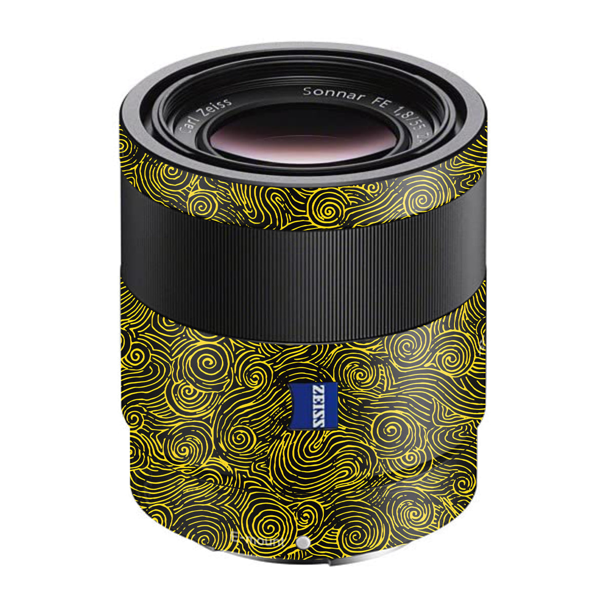 Yellow Spirals Sony FE 55mm F/1.8 ZA Camera Lens Skin