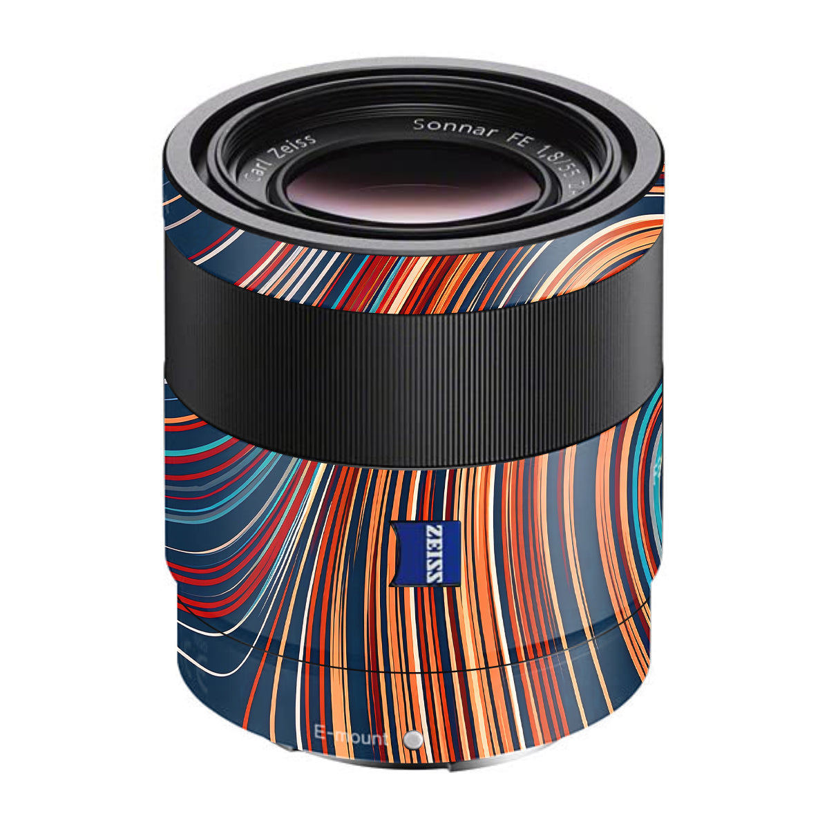 Retro Abstract Striped Swirl Sony FE 55mm F/1.8 ZA Camera Lens Skin