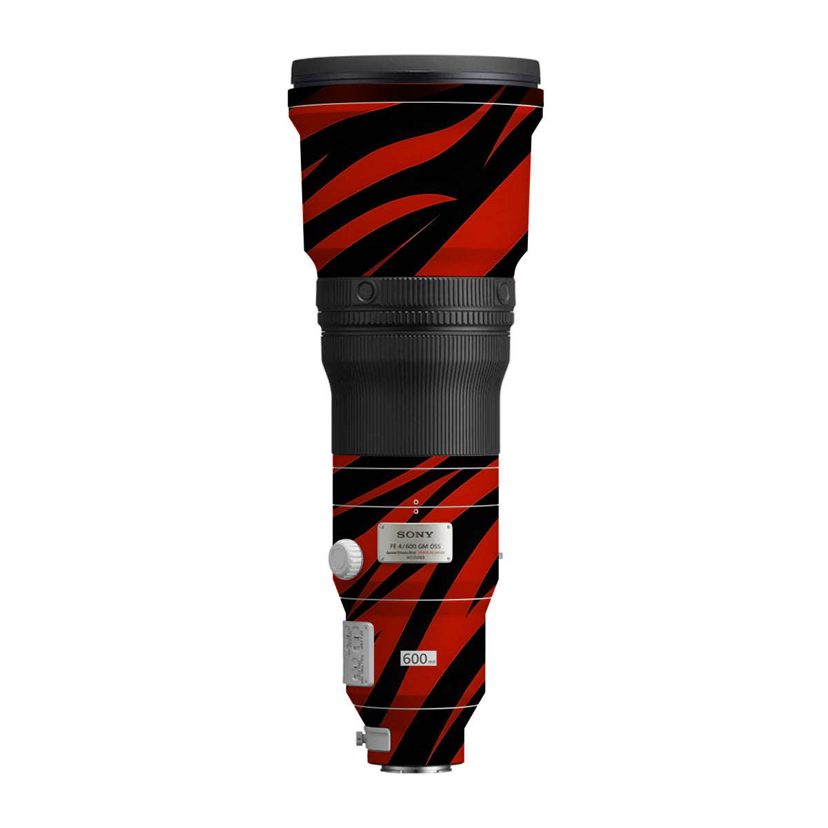 Red and Black Stripes Sony FE 600mm F/4 GM OSS Camera Lens Skin