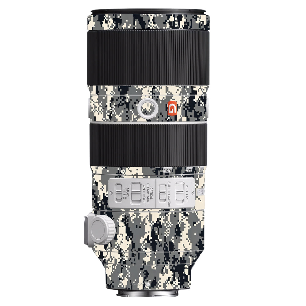 Grey Black Pixel Sony 70-200mm Camera Lens Skin
