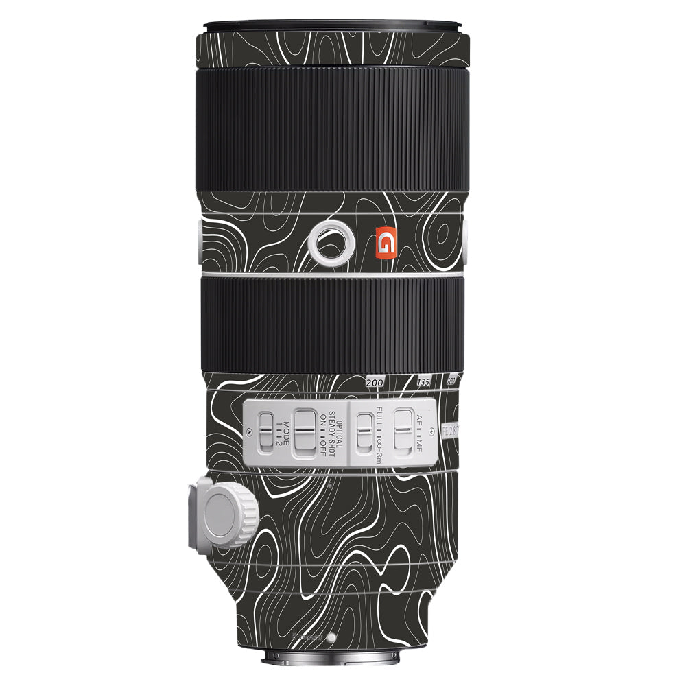 Grayscale Topographic Lines Sony 70-200mm Camera Lens Skin