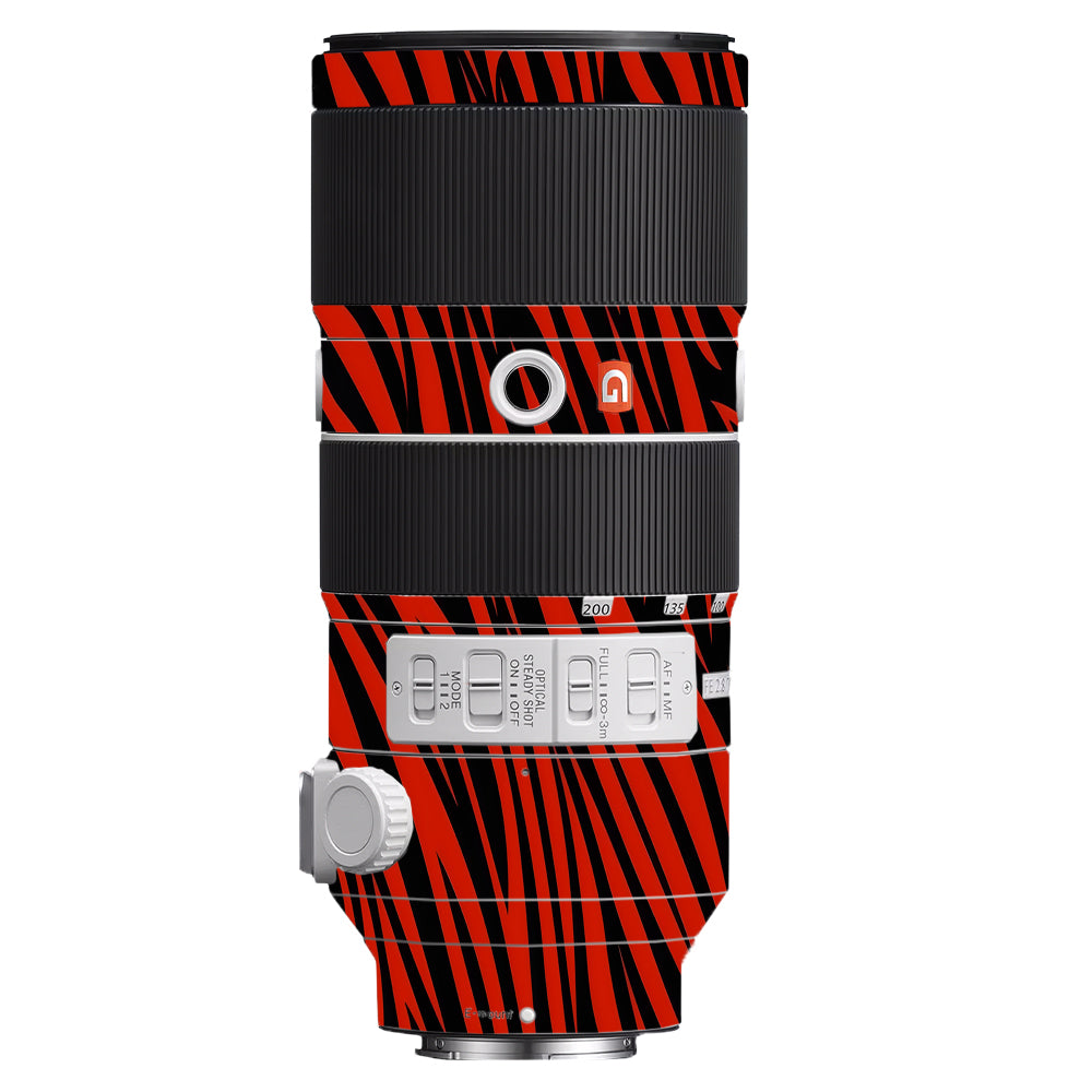 Red and Black Stripes Sony FE 70–200mm f/2.8 GM OSS Camera Lens Skin