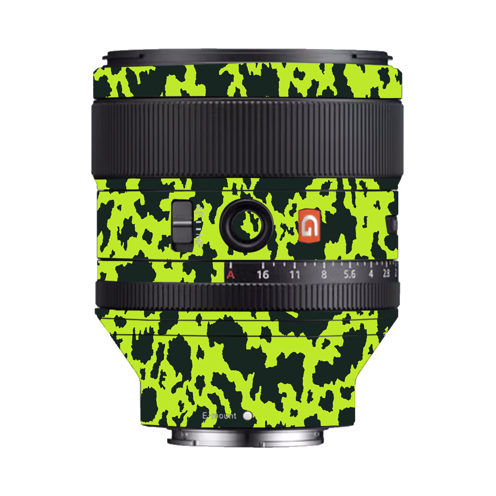 Neon Green Splatter Sony 85mm 1.4 Camera Lens Skin