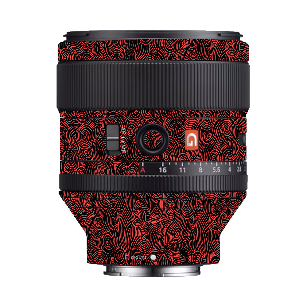 Red Spirals Sony 85mm 1.4 Camera Lens Skin