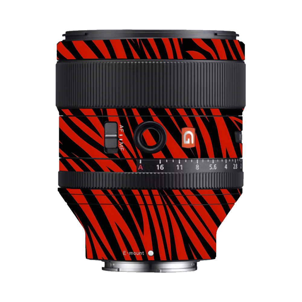 Red and Black Stripes Sony 85mm 1.4 Camera Lens Skin