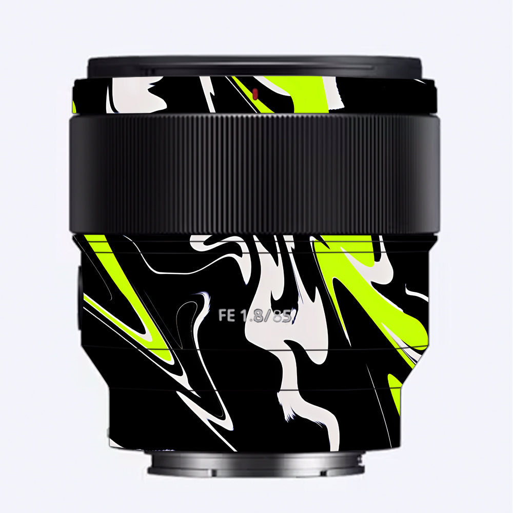 Neon Green and Black Pattern Sony FE 85mm f/1.8 Camera Lens Skin