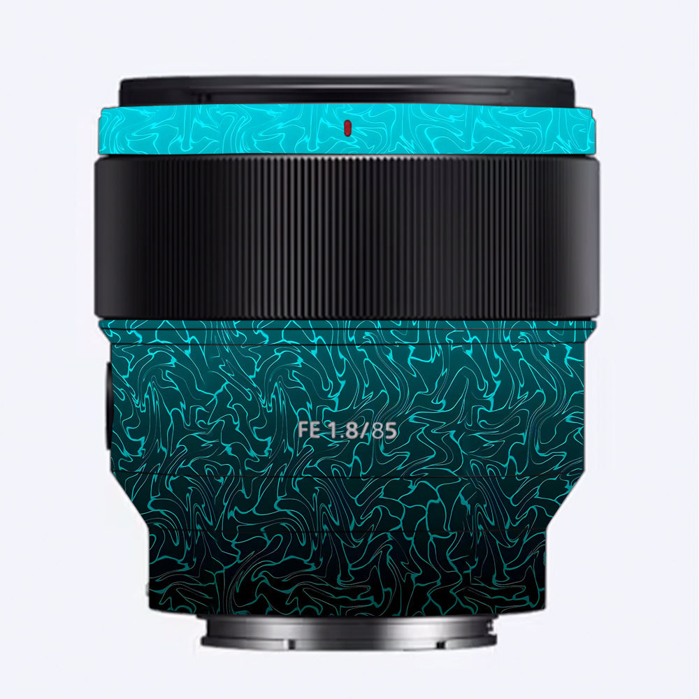 Cyan Blue to Black Gradient Sony 85mm 1.8 Camera Lens Skin