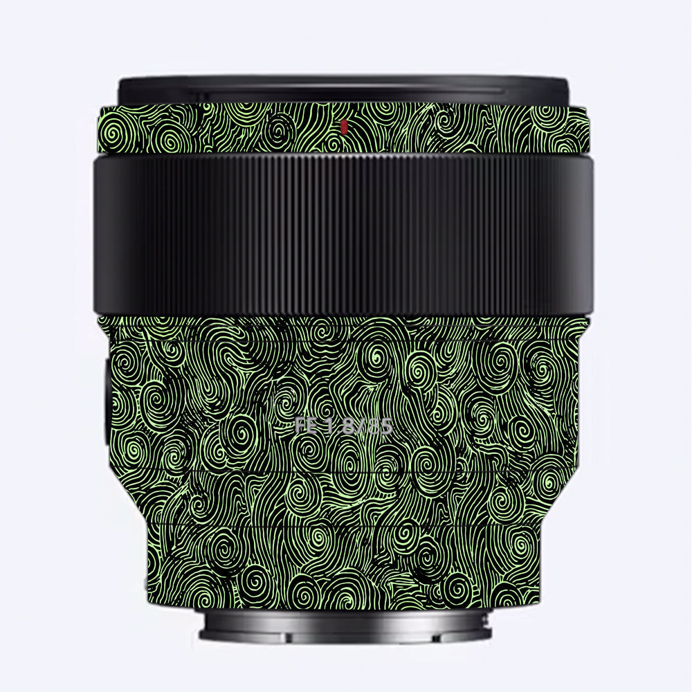 Green Spirals Sony 85mm 1.8 Camera Lens Skin