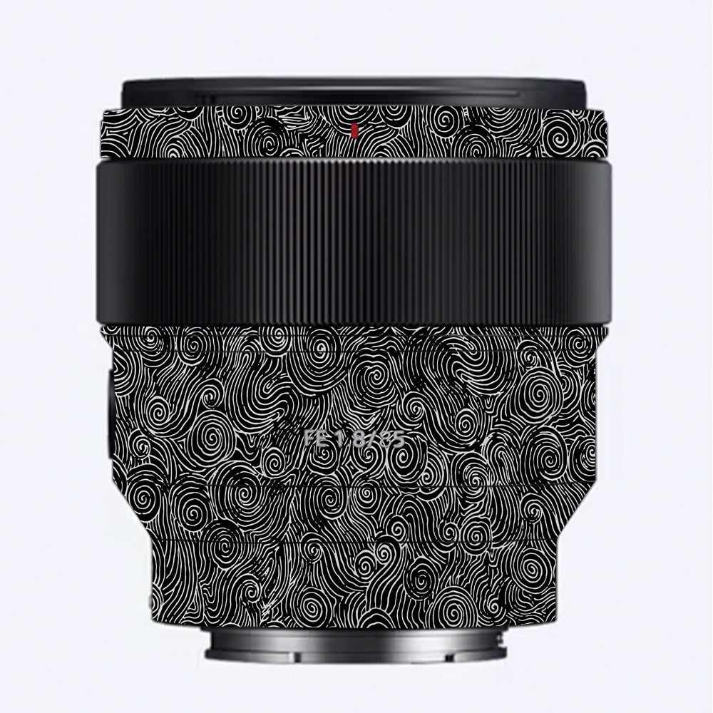 White Spirals Sony 85mm 1.8 Camera Lens Skin
