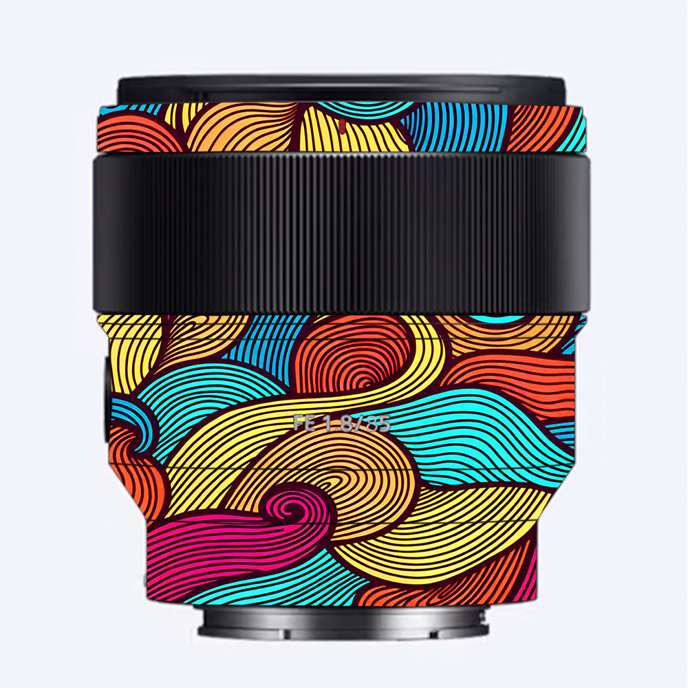 Retro Colorful Doodle Art Pattern Sony FE 85mm f/1.8 Camera Lens Skin