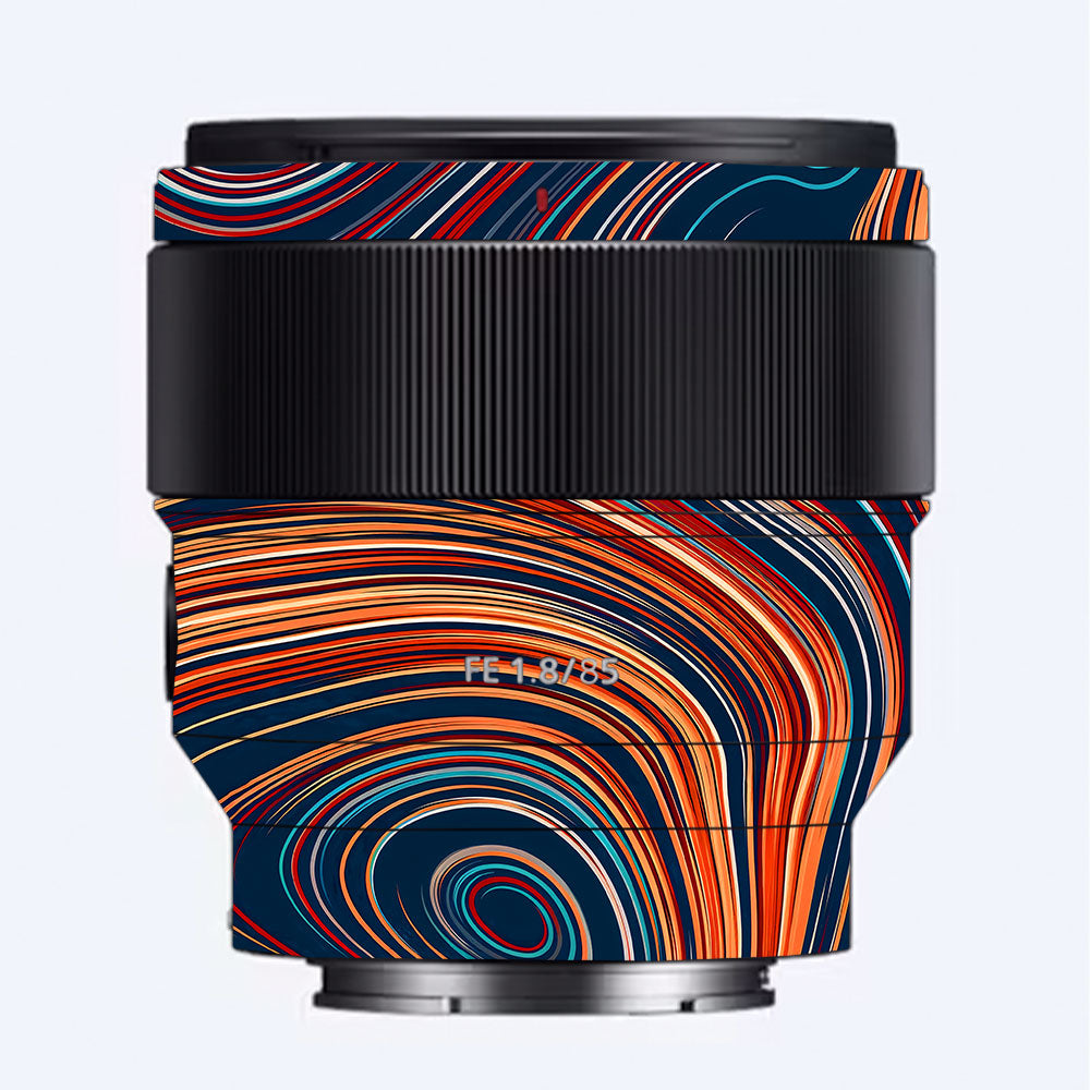 Retro Abstract Striped Swirl Sony FE 85mm f/1.8 Camera Lens Skin