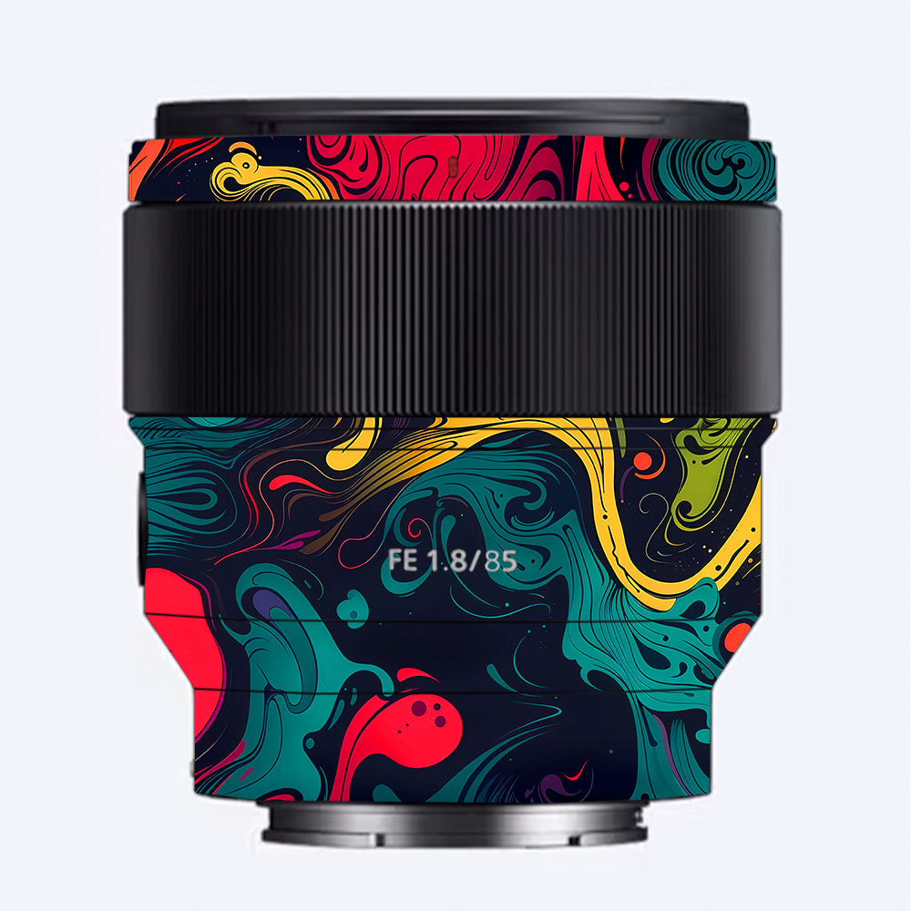 Psychedelic Color Swirl Sony FE 85mm f/1.8 Camera Lens Skin