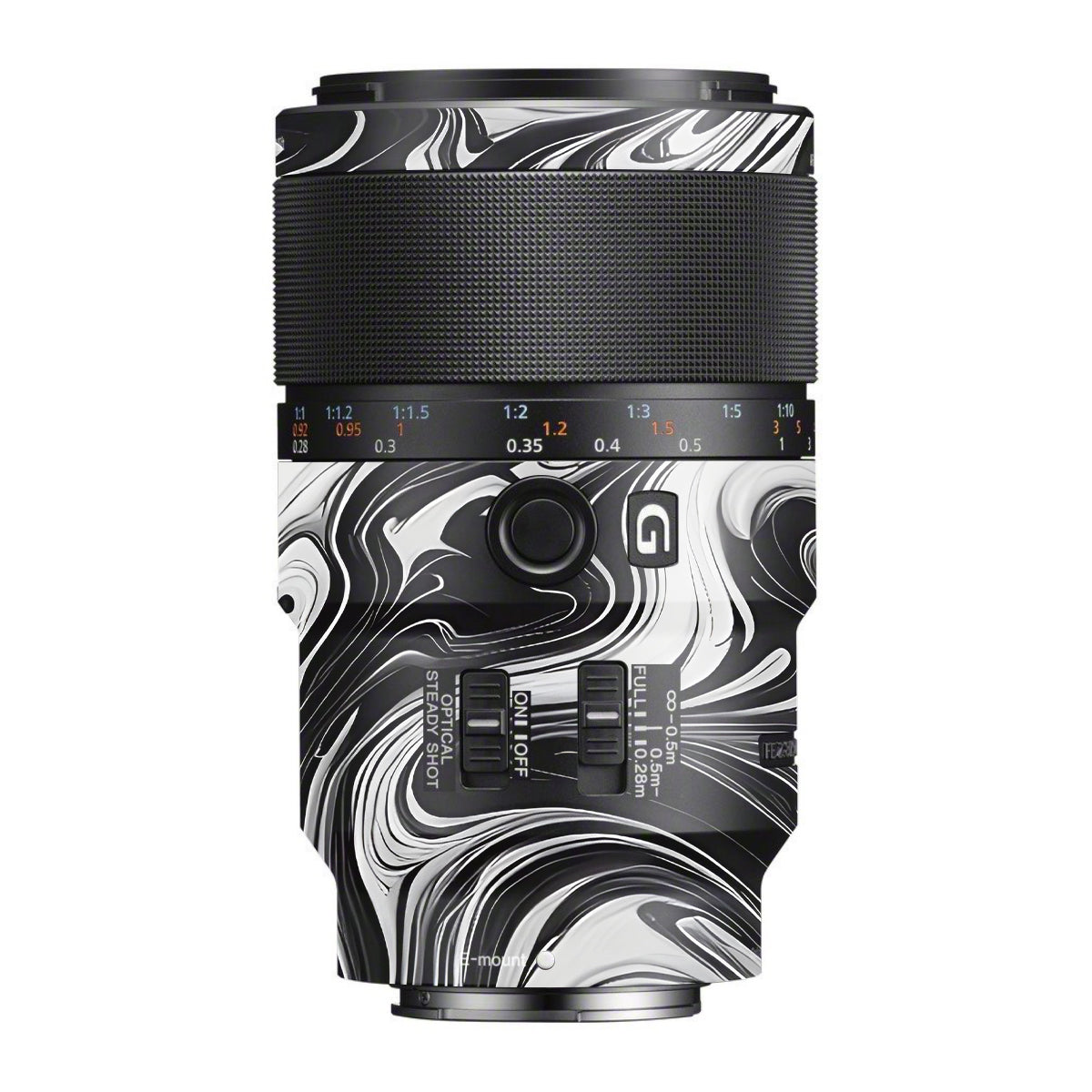 Black and White Marble Sony FE 90mm F/2.8 Macro OSS Camera Lens Skin