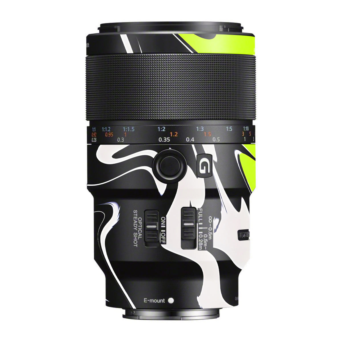 Neon Green and Black Pattern Sony FE 90mm F/2.8 Macro OSS Camera Lens Skin