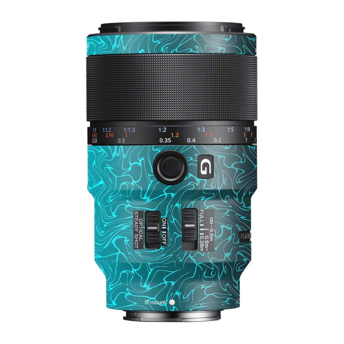 Cyan Blue to Black Gradient Sony FE 90mm F/2.8 Macro OSS Camera Lens Skin