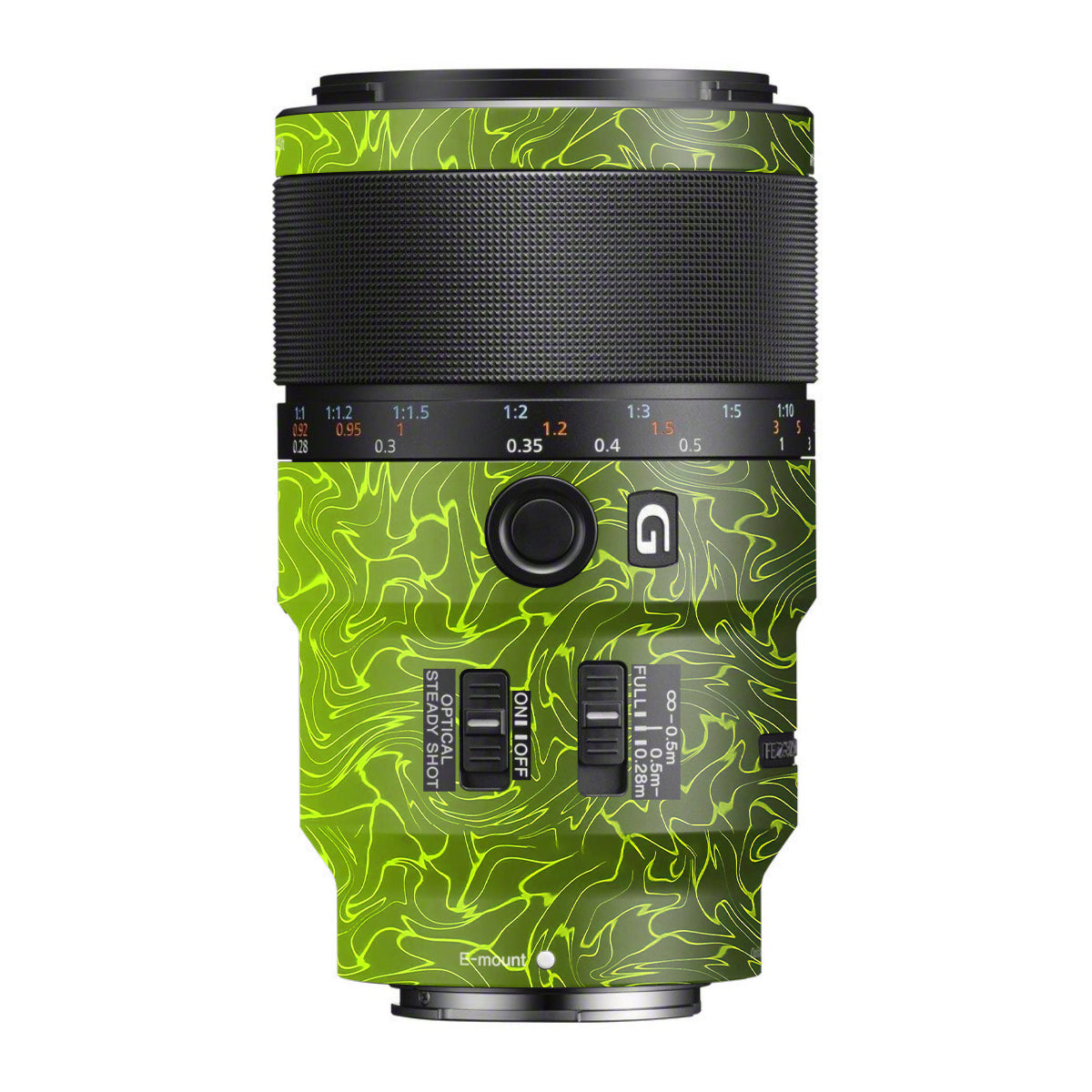 Lime Yellow to Black Gradient Sony FE 90mm F/2.8 Macro OSS Camera Lens Skin