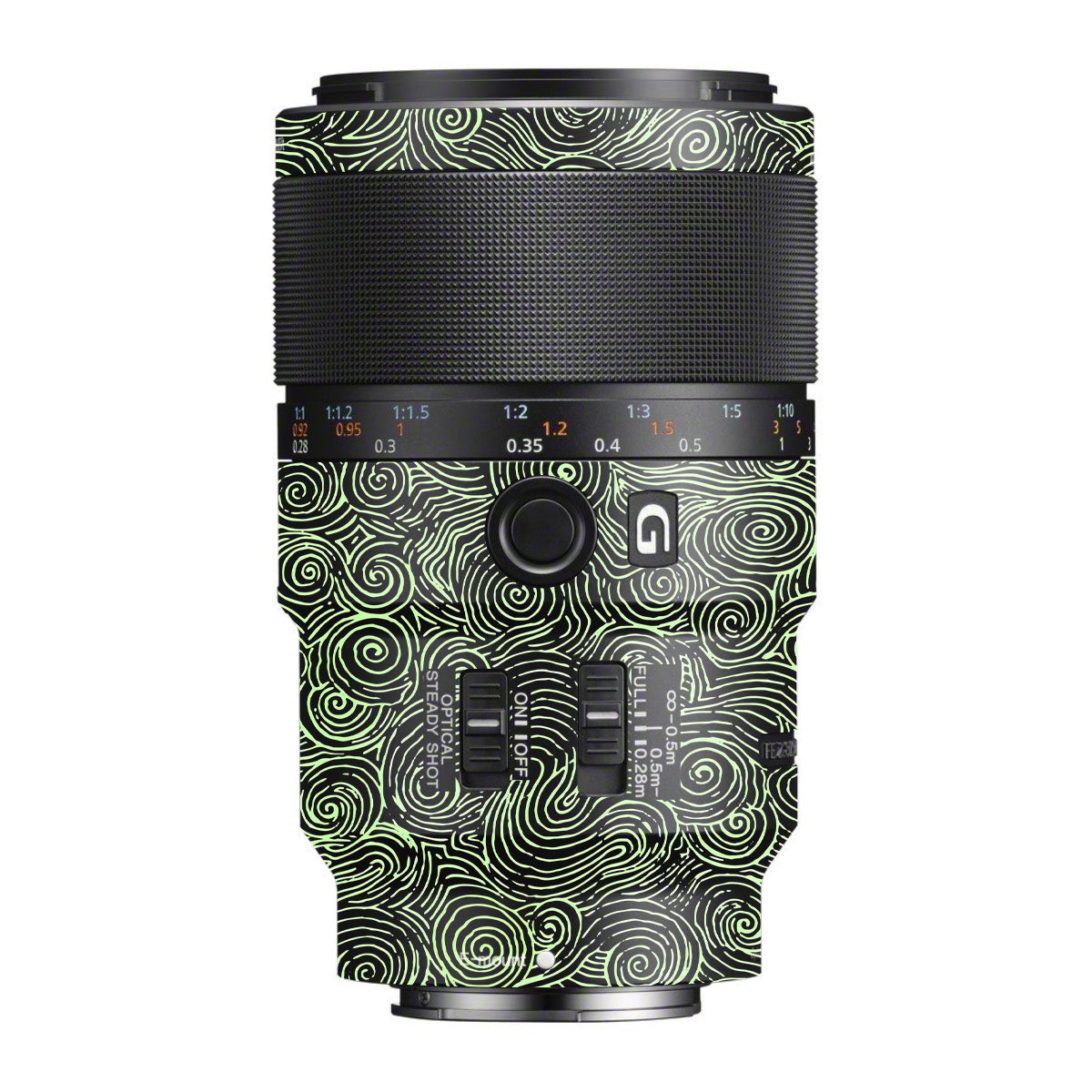 Green Spirals Sony FE 90mm F/2.8 Macro OSS Camera Lens Skin