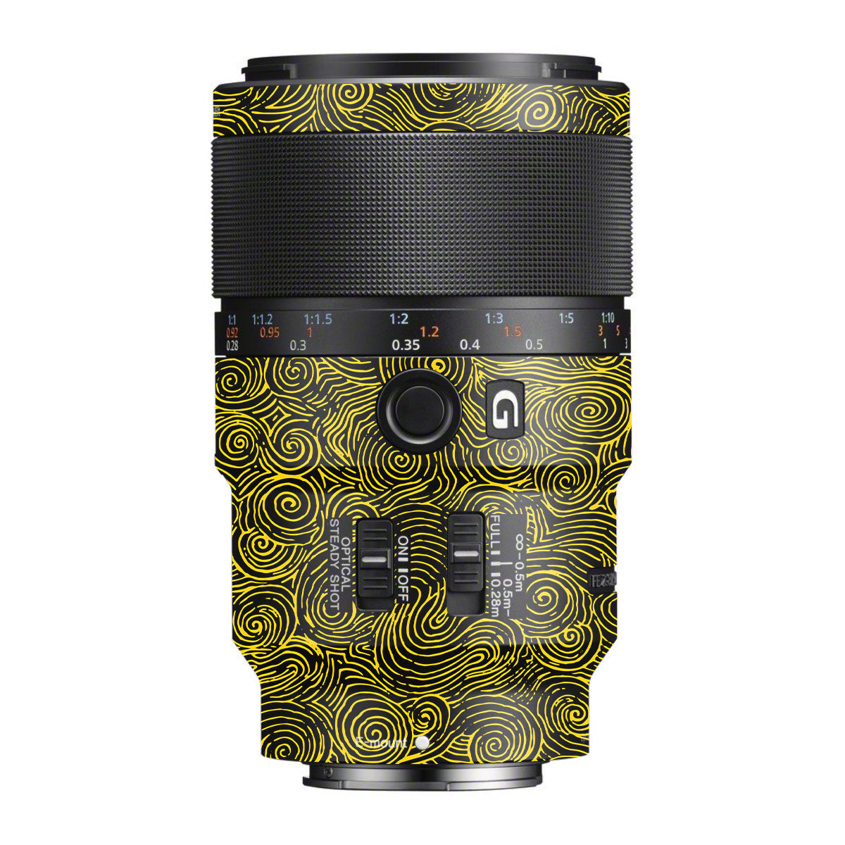 Yellow Spirals Sony FE 90mm F/2.8 Macro OSS Camera Lens Skin