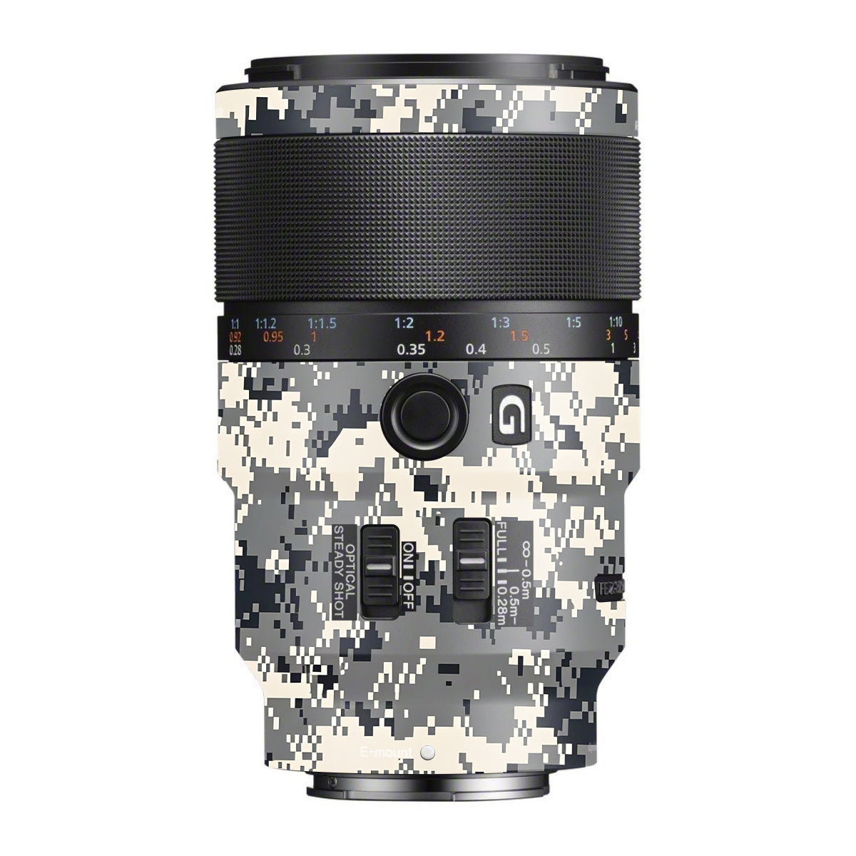 Grey Black Pixel Sony FE 90mm F/2.8 Macro OSS Camera Lens Skin