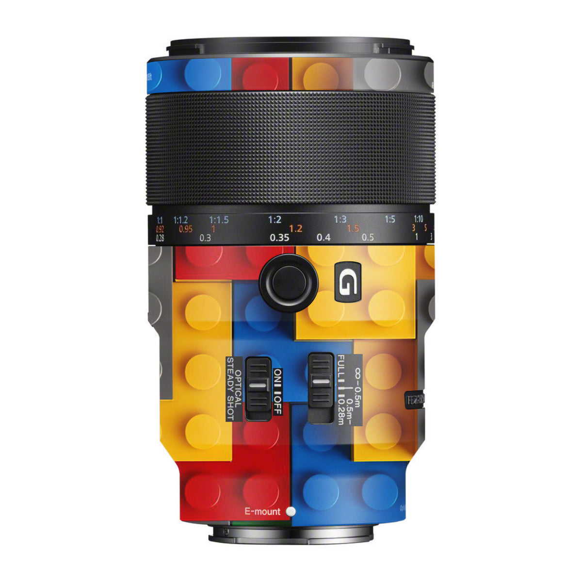 Colorful LEGO Brick Wall Pattern Sony FE 90mm F/2.8 Macro OSS Camera Lens Skin