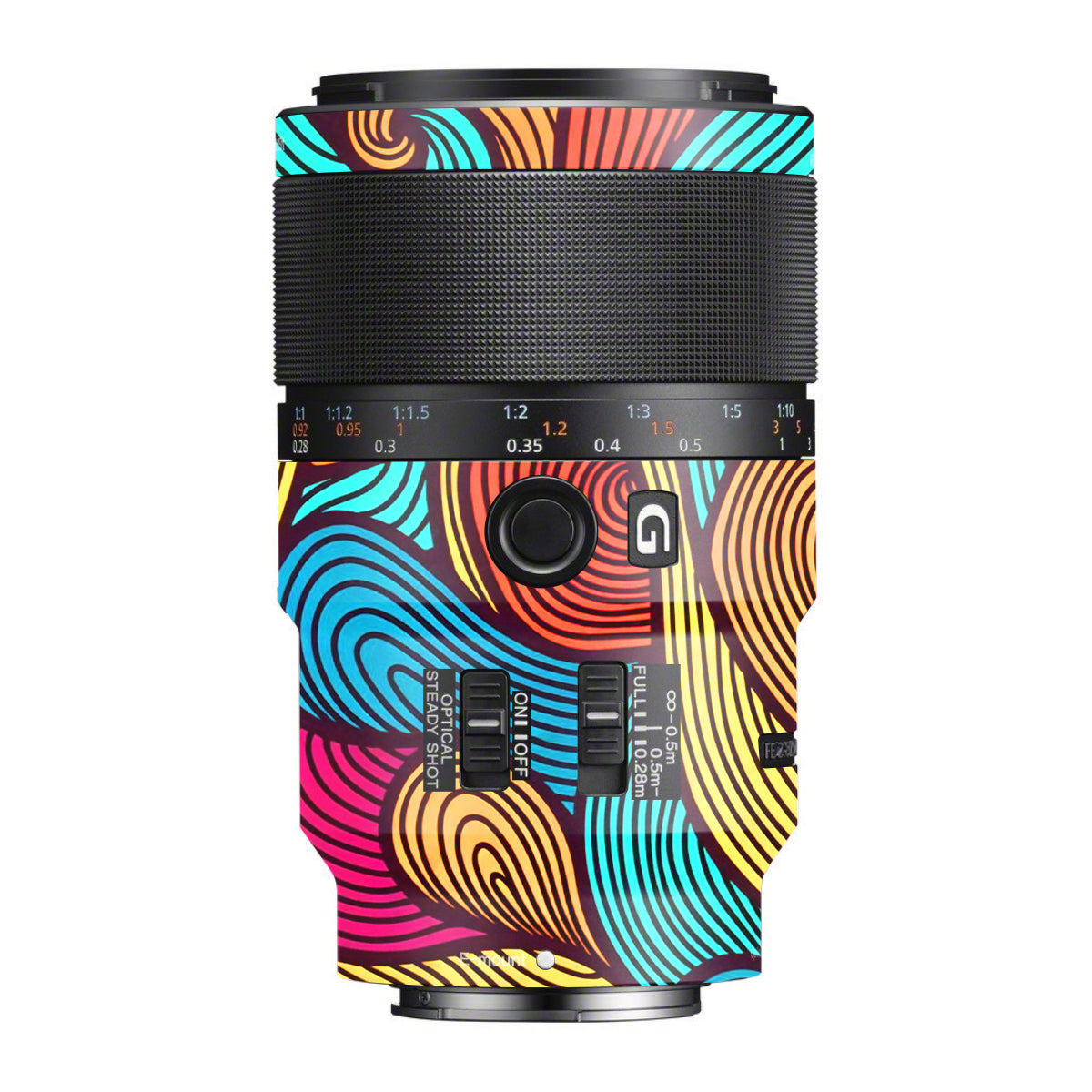 Retro Colorful Doodle Art Pattern Sony FE 90mm F/2.8 Macro OSS Camera Lens Skin