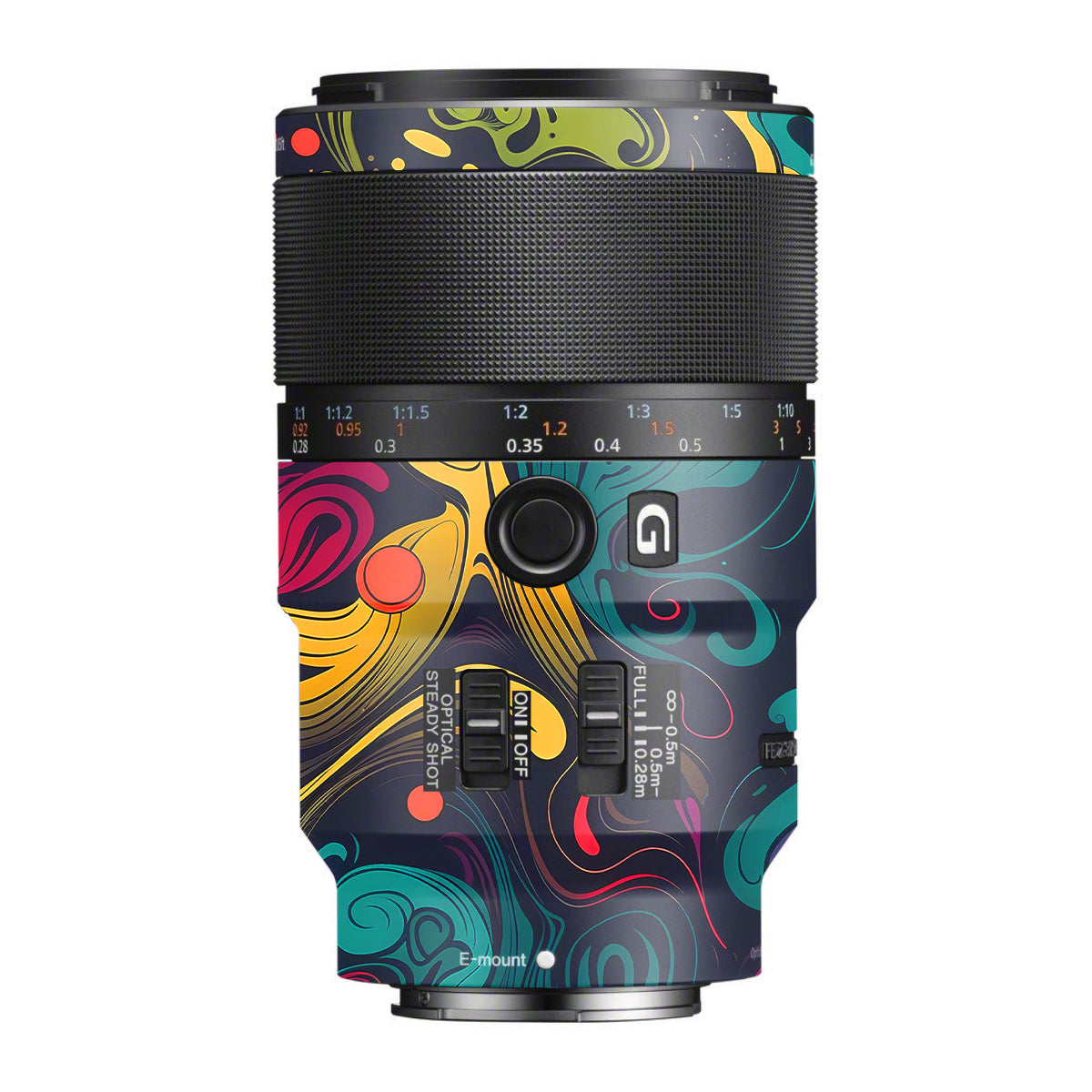 Psychedelic Color Swirl Sony FE 90mm F/2.8 Macro OSS Camera Lens Skin