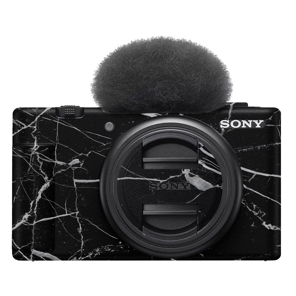 White Veins on Black Sony ZV-1F Camera Skins