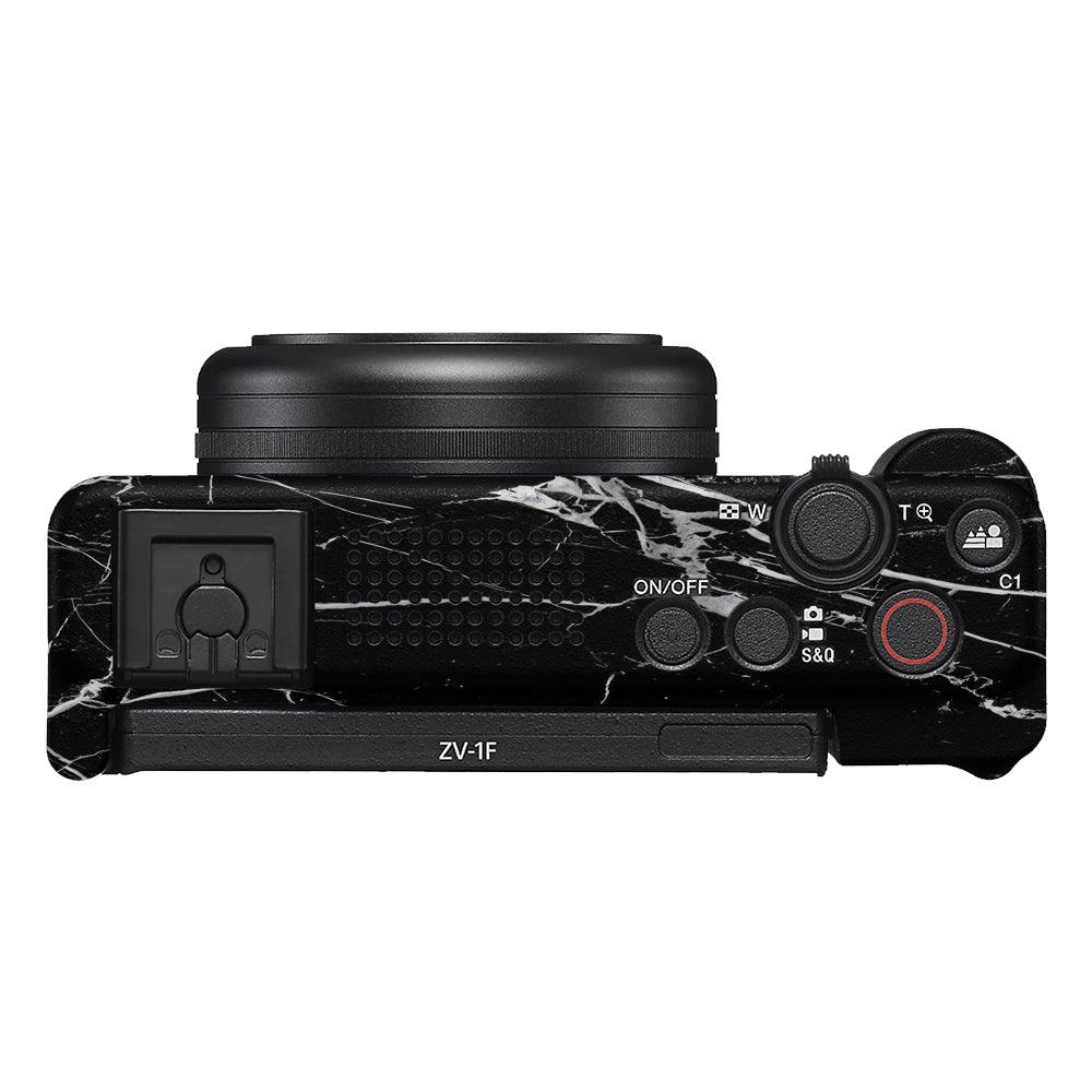 White Veins on Black Sony ZV-1F Camera Skins