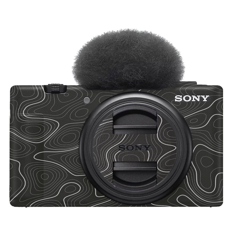 Grayscale Topographic Lines Sony ZV-1F Camera Skins