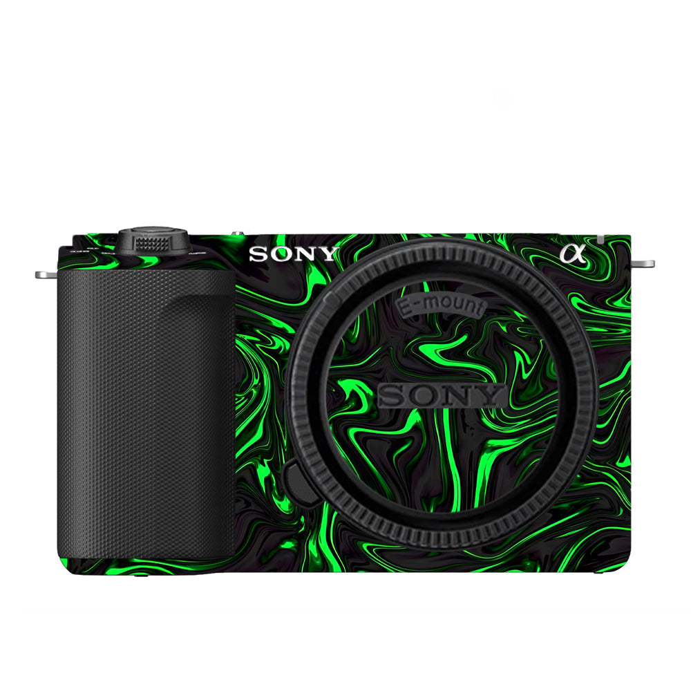 Green Liquid Pattern Sony ZV-E10 Camera Skins