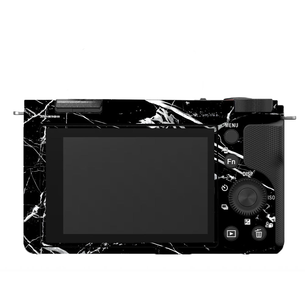 White Veins on Black Sony ZV-E10 Camera Skins