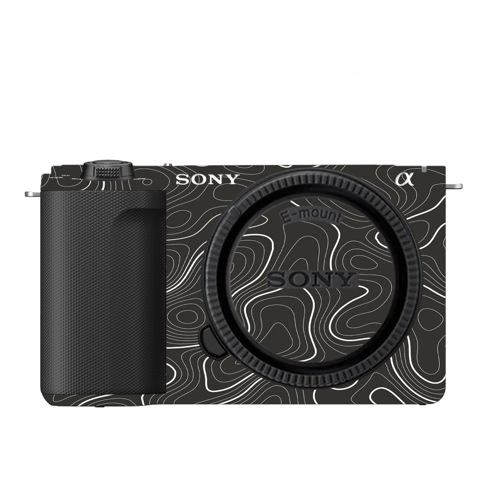 Grayscale Topographic Lines Sony ZV-E10 Camera Skins