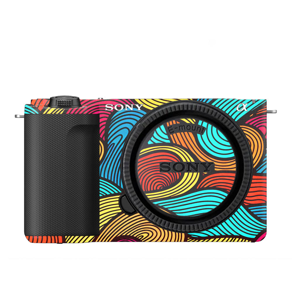 Retro Colorful Doodle Art Pattern Sony ZV-E10 Camera Skin