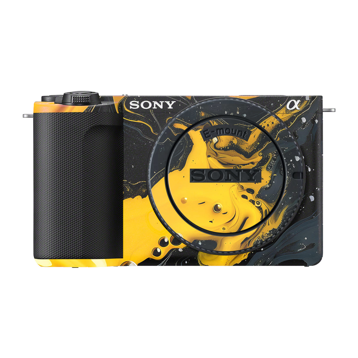 Yellow and Black Paint Swirls Sony ZV-E10 Mark II Camera Skin