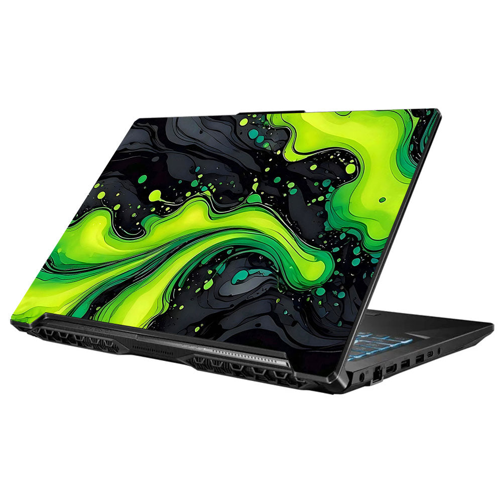 Neon Green Paint Swirls Asus TUF Gaming F17 FX706 Laptop Skin
