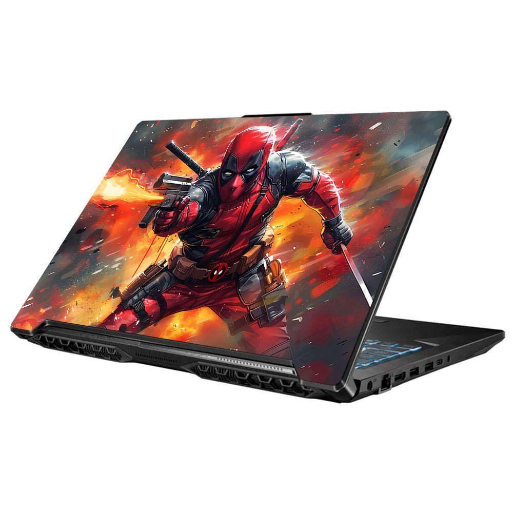 Deadpool in Action Asus TUF Gaming F17 FX706 Laptop Skin