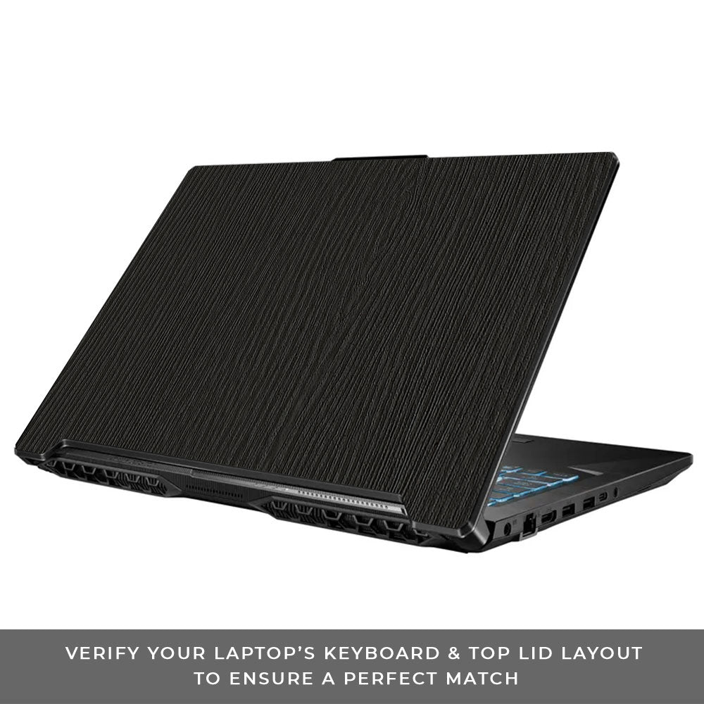 Textured Black Wood Asus TUF Gaming F17 FX706 Laptop Skin