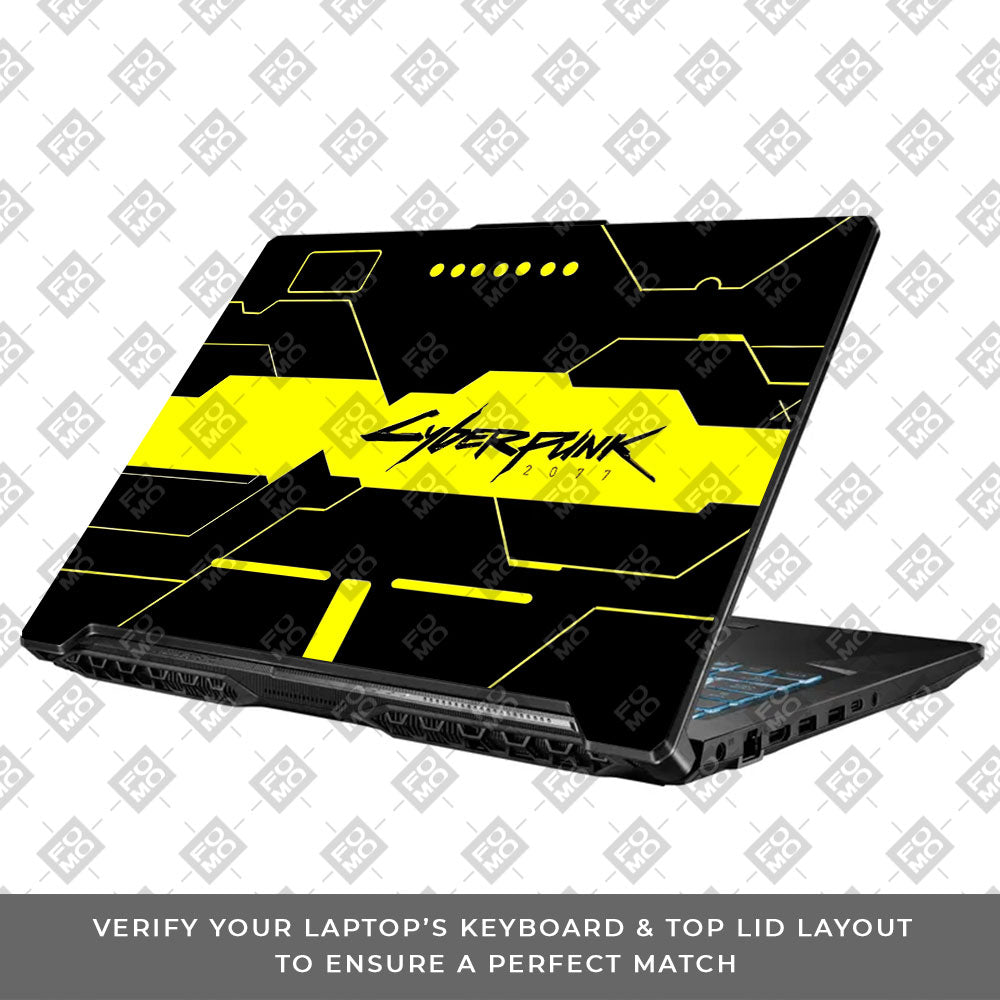 Cyberpunk Yellowline Grid Asus TUF Gaming F17 FX706 Laptop Skin