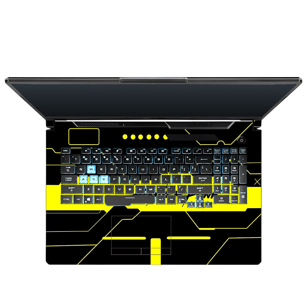 Cyberpunk Yellowline Grid Asus TUF Gaming F17 FX706 Laptop Skin