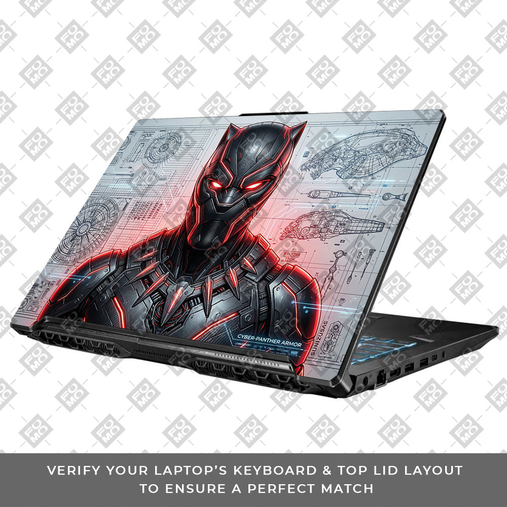 Futuristic Black Panther Asus TUF Gaming F17 FX706 3D Laptop Skin