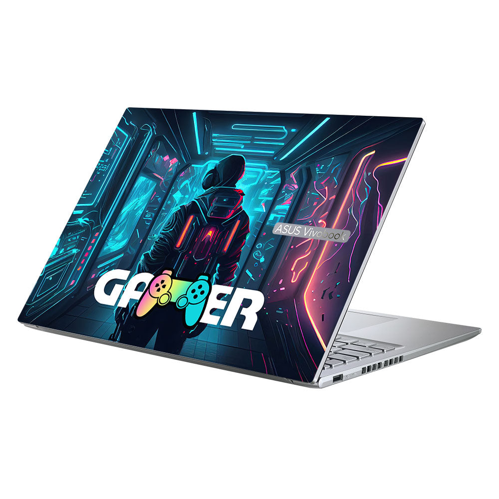 Gamer in Glowing Background Gaming Asus Vivobook 16X M1603QA Laptop Skin