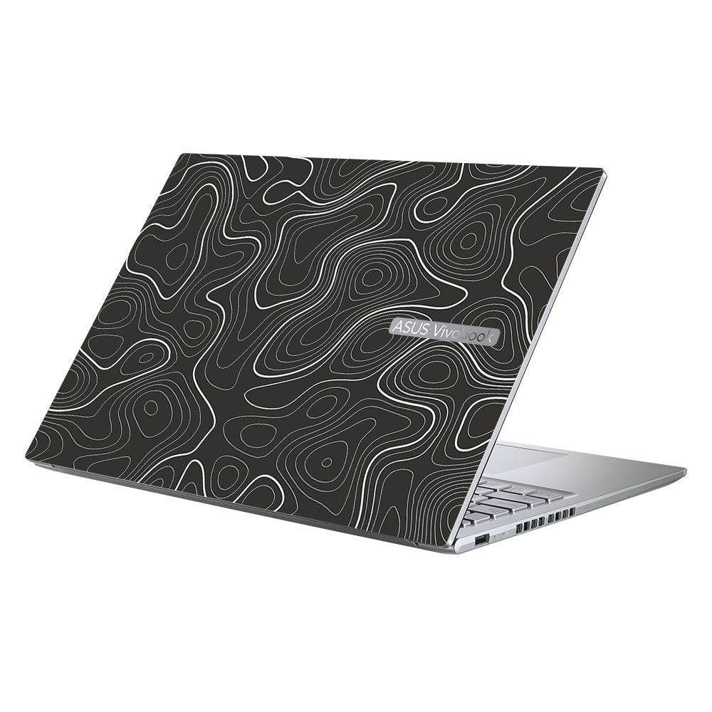 Grayscale Topographic Lines Asus Vivobook 16X M1603QA Laptop Skin