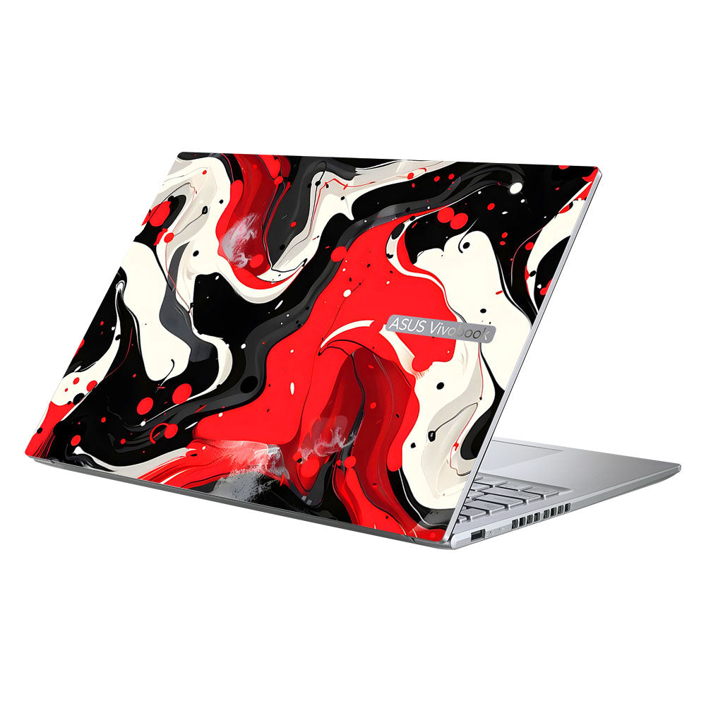 Red and White Paint Swirls Asus Vivobook 16X M1603QA Laptop Skin