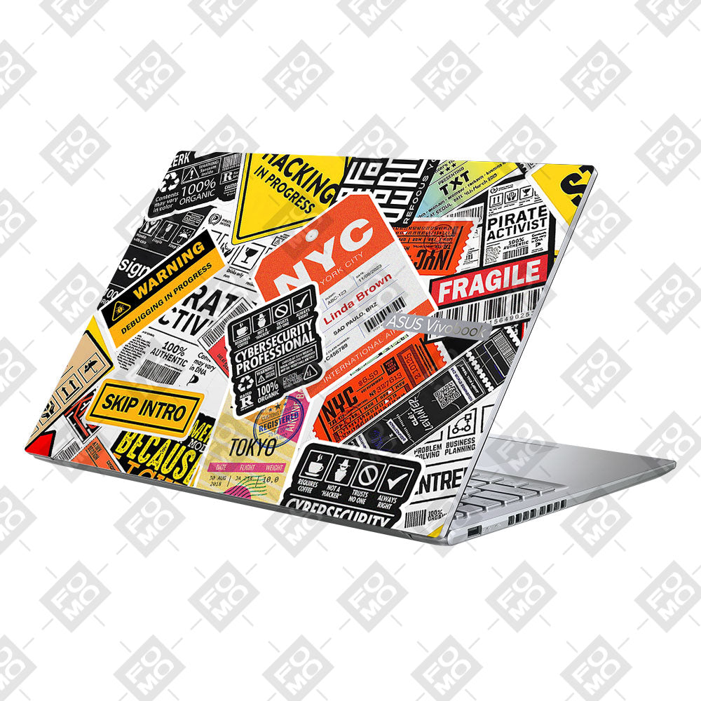 Qses Sticker Tech Aesthetic Sticker Collage Asus Vivobook 16X M1603QA Laptop Skin